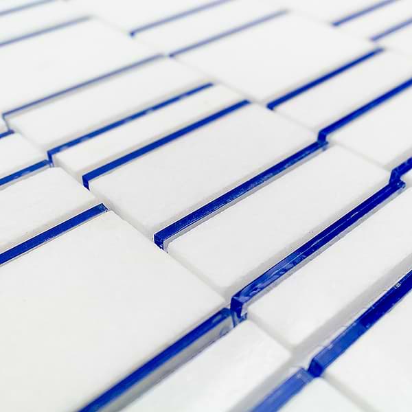 Sky's The Limit Blue and White Marble & Glass Polished Mosaic Tile by Kerrie Kelly
