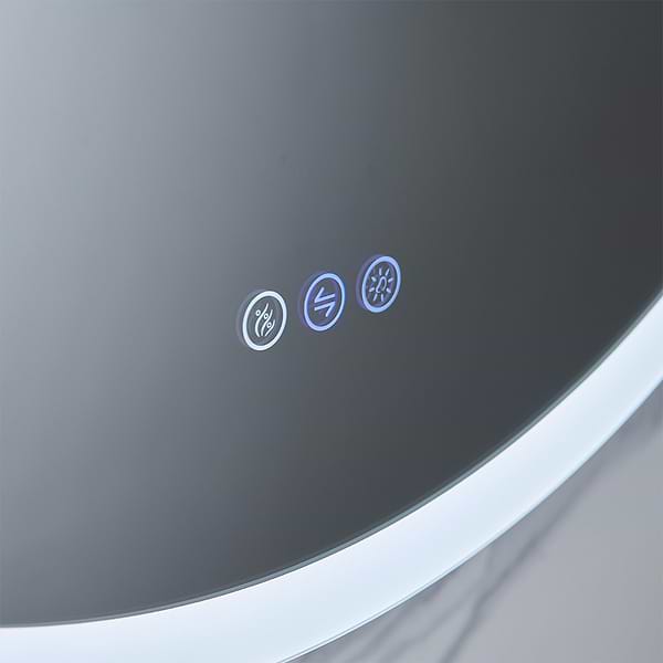 Radium Silver 32" Round Recessed or Wall Mounted Left-Hand LED Medicine Cabinet with Mirror in Silver, View 6, open zoomed image