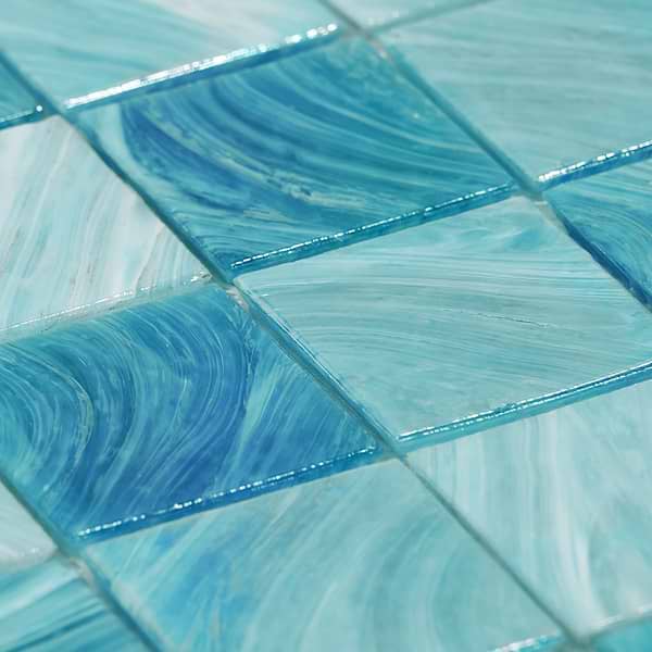 Aquatic Sky Blue 2x2 Square Glass Polished Mosaic Tile
