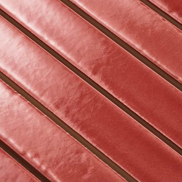 Kanbina Wild Coralito Pink 5x18 Crackled Glossy Ceramic Mosaic Tile