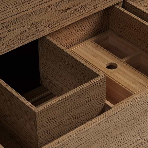 Callum Natural Ash 60" Double Vanity with Carrara Marble Top by TileBar Studio Vanities, View 9, open zoomed image