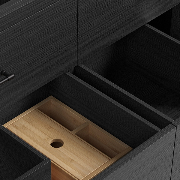 TileBar Studio Vanities Edison Ebony Oak 60" Double Vanity without Top