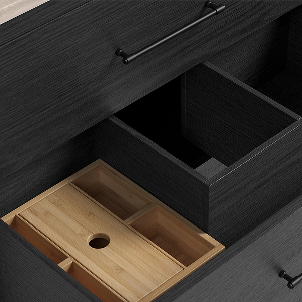 TileBar Studio Vanities Edison Ebony Oak 36" Single Vanity with Romano Travertine Top