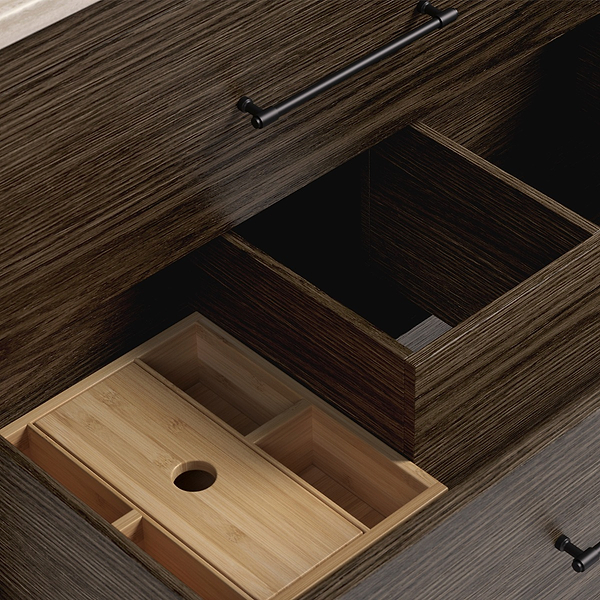 TileBar Studio Vanities Edison Espresso Oak 36" Single Vanity with Romano Travertine Top