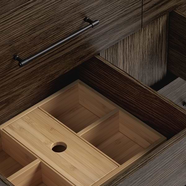 TileBar Studio Vanities Edison Espresso Oak 48" Single Vanity with Romano Travertine Top