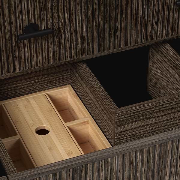 TileBar Studio Vanities Rhett Espresso Oak 60" Double Vanity with White Quartz Top