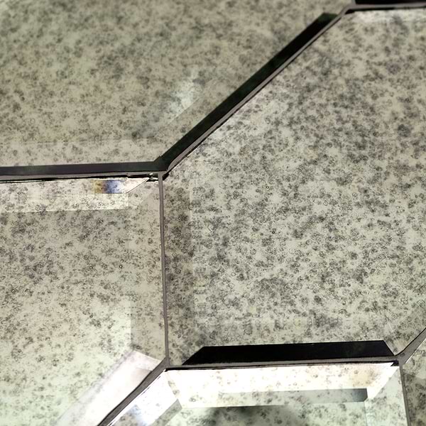 Beveled Paris Gray Hexagon Antique Mirror Tile