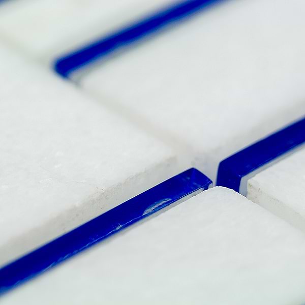 Sky's The Limit Blue and White Marble & Glass Polished Mosaic Tile by Kerrie Kelly