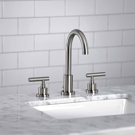 Astoria Brushed Nickel 10" Widespread Bathroom Faucet With Pop Up Standard Drain