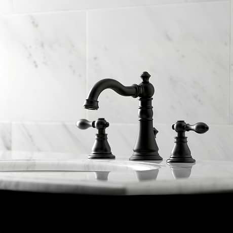 Greenpoint Matte Black 8" Widespread Bathroom Faucet With Pop Up Standard Drain