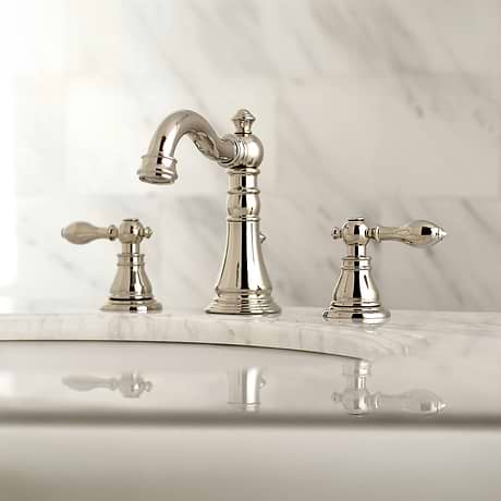 Greenpoint Polished Nickel 8" Widespread Bathroom Faucet With Pop Up Standard Drain
