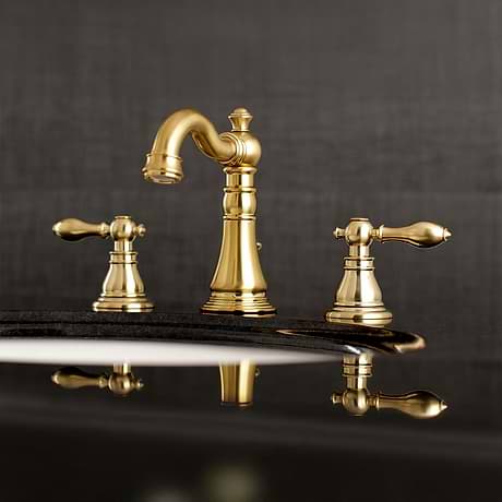 Greenpoint Brushed Brass 8" Widespread Bathroom Faucet With Pop Up Standard Drain