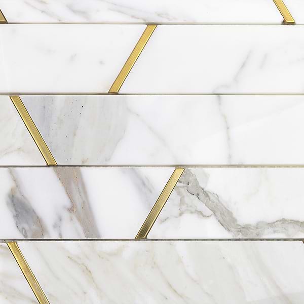 Matrix Trapezoid Marble and Brass Tile