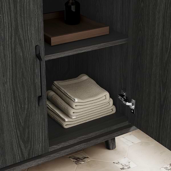 Setton Ebony Oak 30" Single Vanity with White Quartz Top by TileBar Studio Vanities, View 9, open zoomed image
