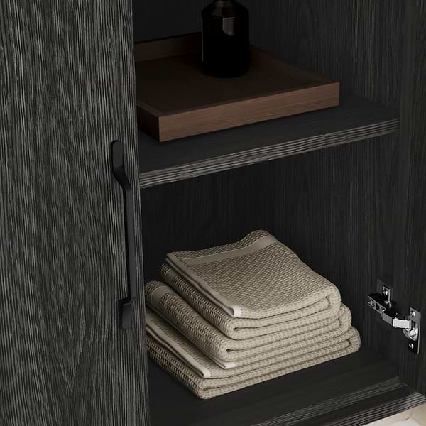 Setton Ebony Oak 48" Single Vanity with White Quartz Top by TileBar Studio Vanities, View 9, open zoomed image
