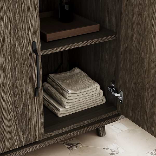 Setton Espresso Oak 24" Single Vanity with White Quartz Top by TileBar Studio Vanities, View 9, open zoomed image