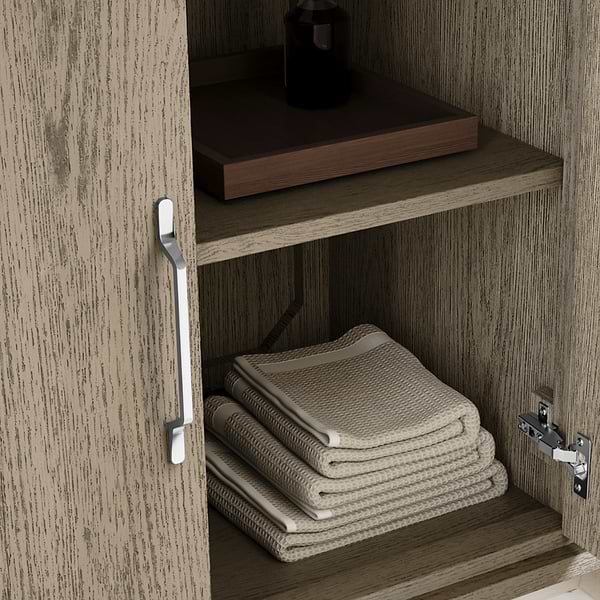 Setton Greige Ash 48" Single Vanity with White Quartz Top by TileBar Studio Vanities, View 9, open zoomed image