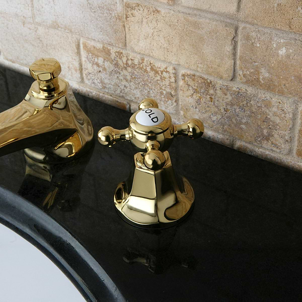 Rockleigh Polished Brass 8" Widespread Bathroom Faucet With Pop Up Standard Drain