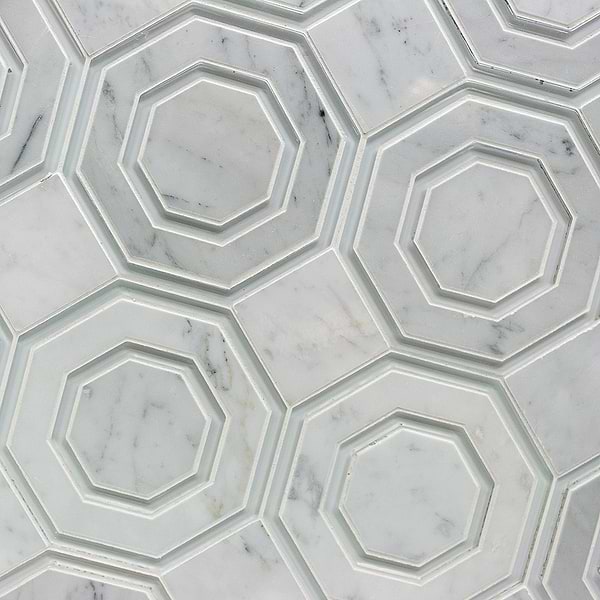 Helix Carrara Marble & Glass Tile