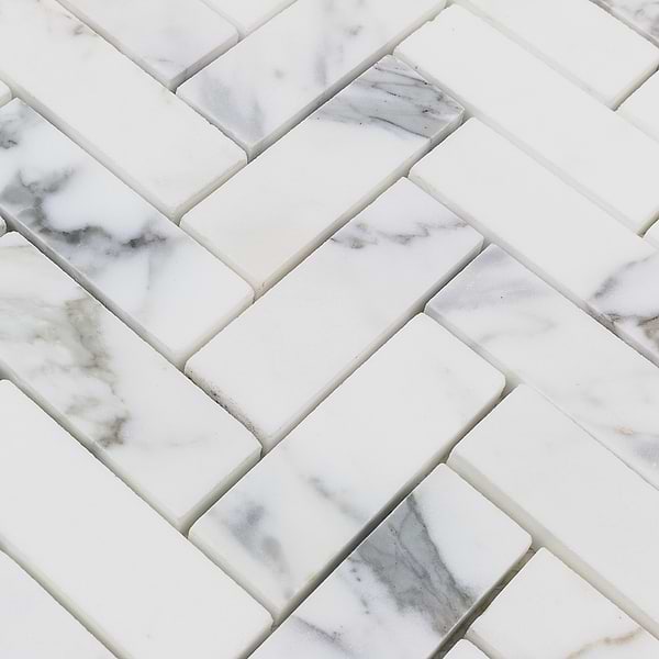 Calacatta Herringbone 1x3 Marble Tile