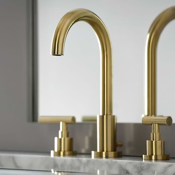 Astoria Brushed Brass 10" Widespread Bathroom Faucet With Pop Up Standard Drain