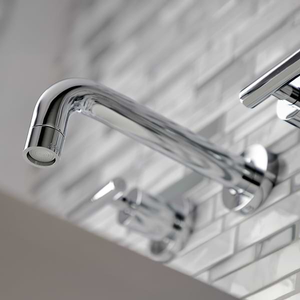 Astoria Wall Mount Polished Chrome 12.5" Widespread Bathroom Faucet With Pop Up Standard Drain