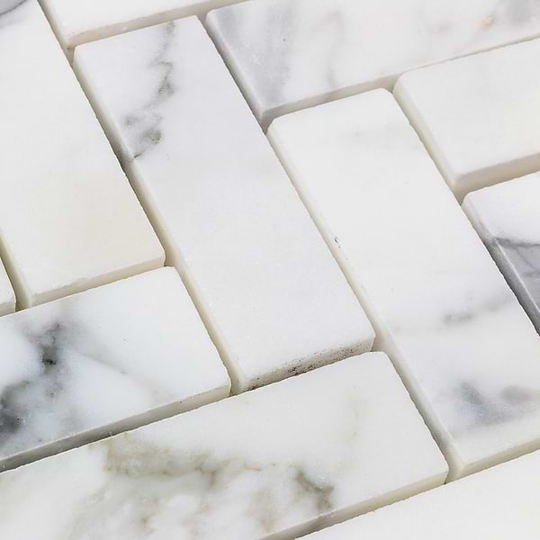 Calacatta Herringbone 1x3 Marble Tile