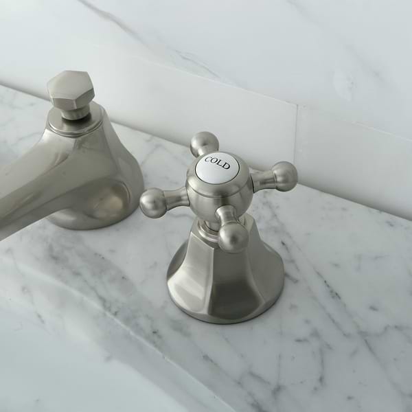 Rockleigh Brushed Nickel 8" Widespread Bathroom Faucet With Pop Up Standard Drain