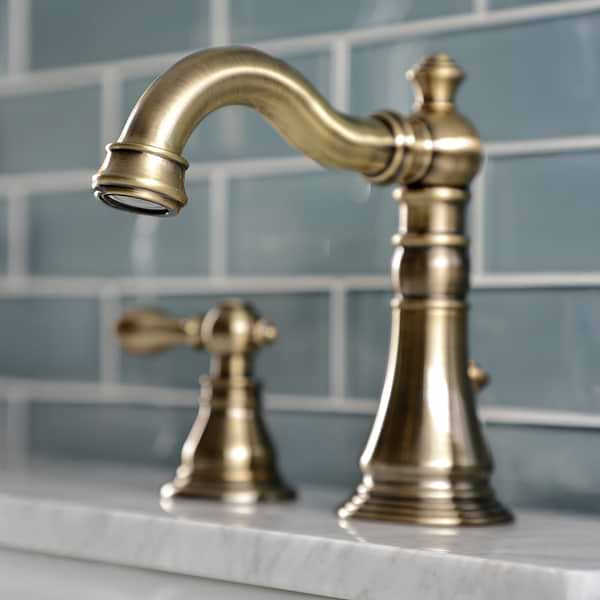 Greenpoint Antiqued Brass 8" Widespread Bathroom Faucet With Pop Up Standard Drain