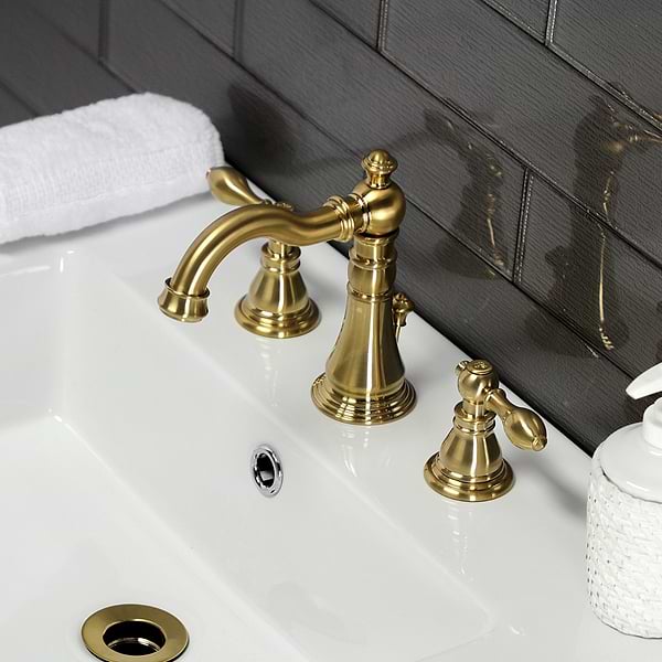 Greenpoint Brushed Brass 8" Widespread Bathroom Faucet With Pop Up Standard Drain