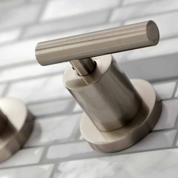 Astoria Wall Mount Brushed Nickel 12.5" Widespread Bathroom Faucet With Pop Up Standard Drain