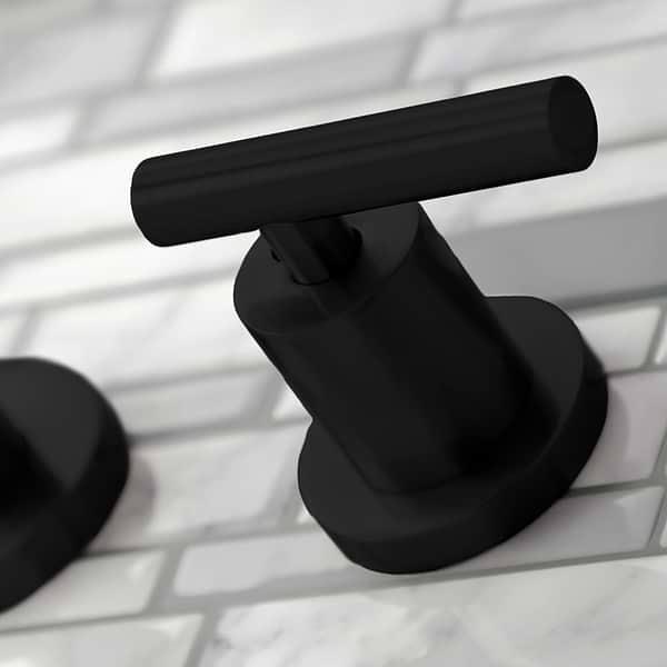 Astoria Wall Mount Matte Black 12.5" Widespread Bathroom Faucet With Pop Up Standard Drain