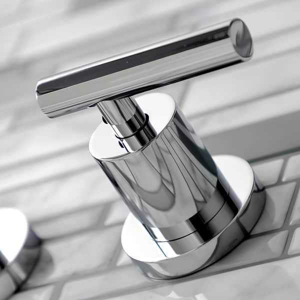 Astoria Wall Mount Polished Chrome 12.5" Widespread Bathroom Faucet With Pop Up Standard Drain