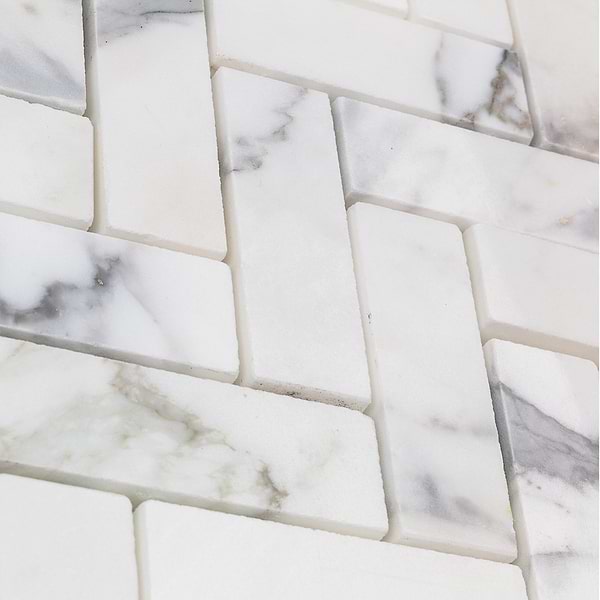 Calacatta Herringbone 1x3 Marble Tile