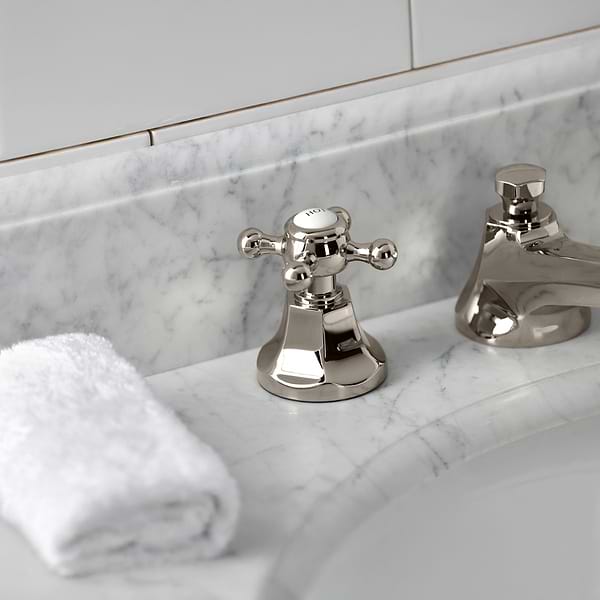 Rockleigh Polished Nickel 8" Widespread Bathroom Faucet With Pop Up Standard Drain