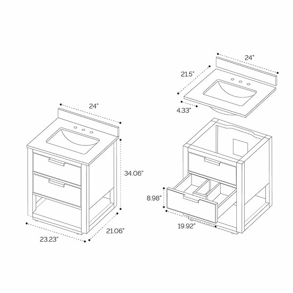 Dayton Woodgrain 24" Single Vanity without Top