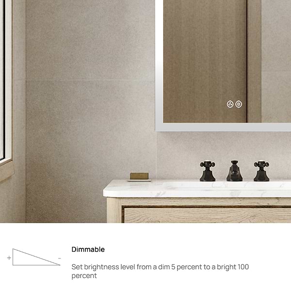 Mirava 24x32"  Rectangle Recessed or Wall Mounted Left-Hand LED Medicine Cabinet with Mirror in Silver, View 7, open zoomed image