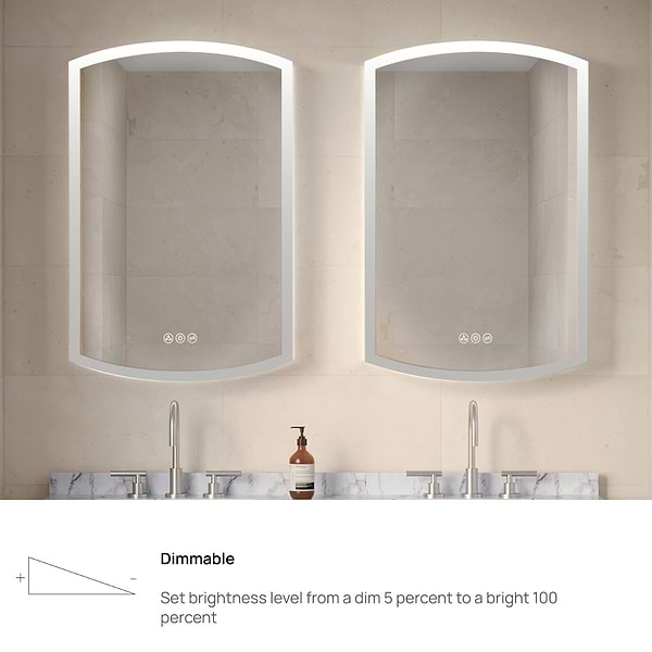 Radium Silver 24x38" Rectangle Recessed or Wall Mounted Left-Hand LED Medicine Cabinet with Mirror in Silver, View 8, open zoomed image