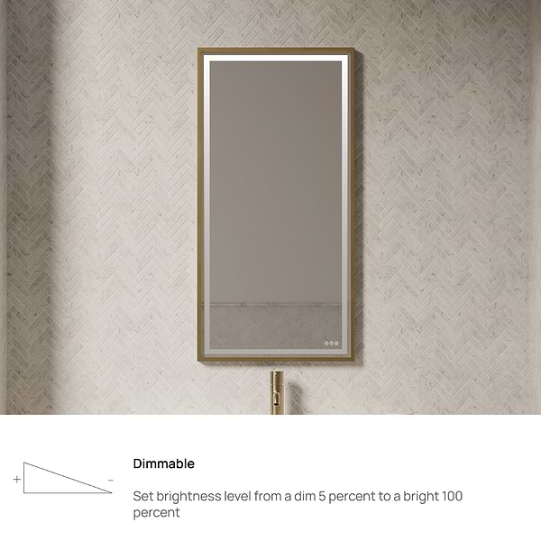 Mage Brushed Gold 24x36" Framed Rectangle LED Mirror