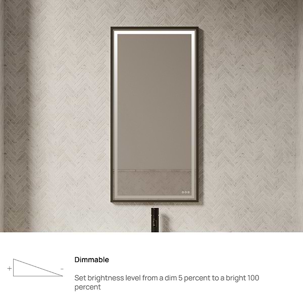 Mage Matte Black 24x36" Framed Rectangle LED Mirror