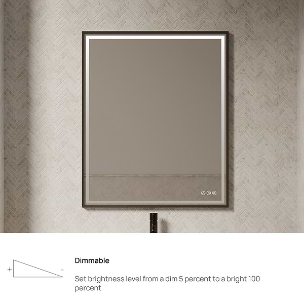 Mage Matte Black 30x36" Framed Rectangle LED Mirror