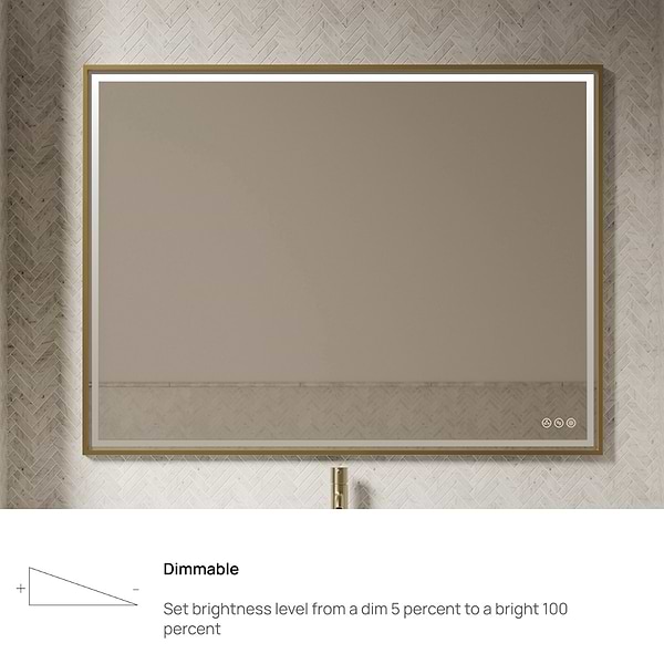 Mage Brushed Gold 48x36" Framed Rectangle LED Mirror