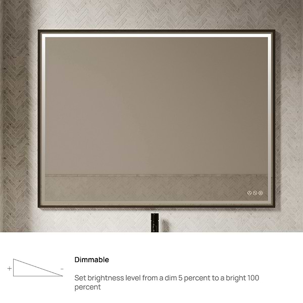 Mage Matte Black 48x36" Framed Rectangle LED Mirror
