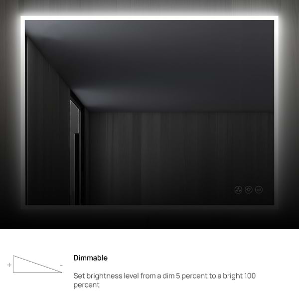 Rige 48x30" Rectangle LED Mirror