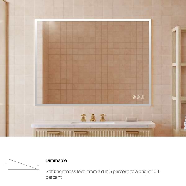 Rige 48x30" Rectangle LED Mirror