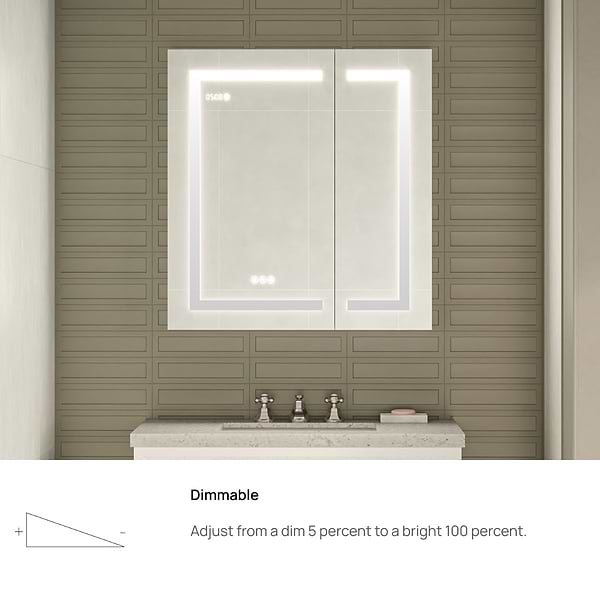 Rory Grooved 30x32" Rectangle Recessed or Wall Mounted LED Medicine Cabinet with Mirror