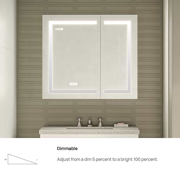 Rory Grooved 36x32" Rectangle Recessed or Wall Mounted LED Medicine Cabinet with Mirror