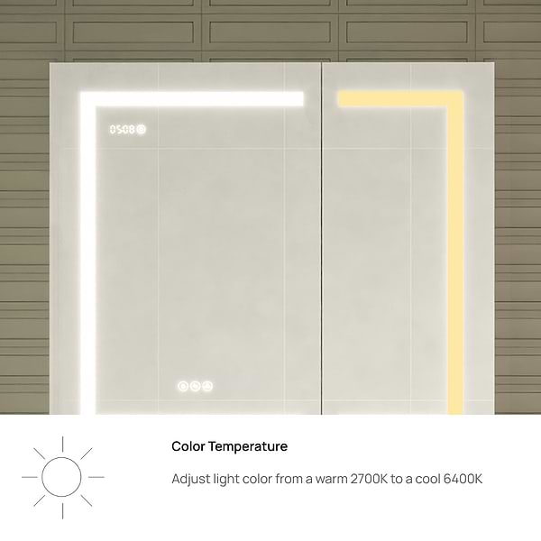 Rory Grooved 36x32" Rectangle Recessed or Wall Mounted LED Medicine Cabinet with Mirror