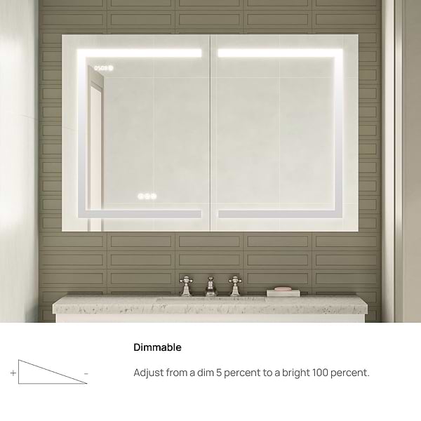 Rory Grooved 48x32" Rectangle Recessed or Wall Mounted LED Medicine Cabinet with Mirror