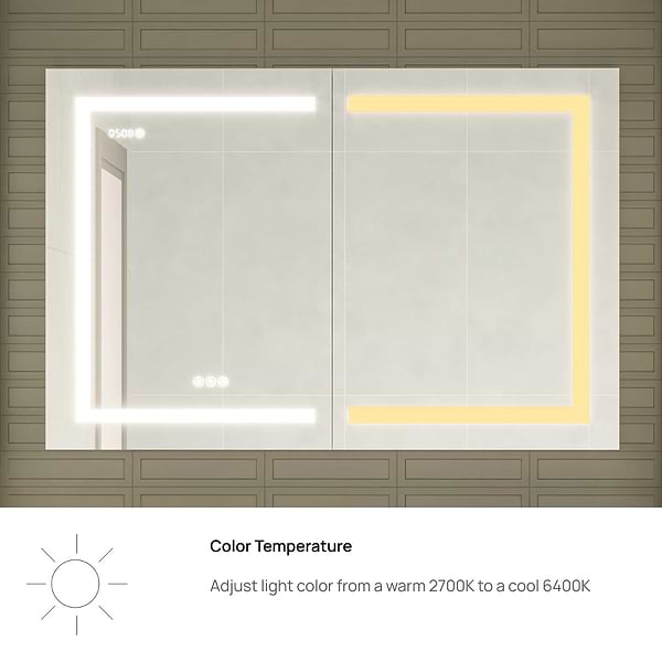 Rory Grooved 48x32" Rectangle Recessed or Wall Mounted LED Medicine Cabinet with Mirror